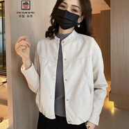 AEMAPE2025年春秋新款小個(gè)子女短款韓版顯瘦時(shí)尚機(jī)車百搭?yuàn)A克外套潮 白色 L 建議110-120斤