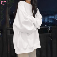 DXOTins超火純色無帽衛(wèi)衣女春秋oversize薄款外套韓版潮寬松慵懶上衣 白色(春秋薄款) 2XL 建議 125-140斤