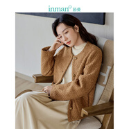 茵曼（INMAN）羊毛圈圈呢外套2025秋季女新款小香風休閑短款針織毛衣上衣大衣 春泥棕 S