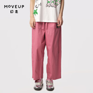 幻走（MOVEUP）2024夏季新款.FUN系列貓咪織嘜設(shè)計(jì)師純棉休閑直筒褲女 灰粉 M