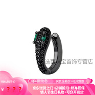 詩(shī)筠（SHIJUN）情侶耳釘一人一只男女滿(mǎn)鉆綠眼蛇形耳夾男銀無(wú)耳洞輕奢感痞帥 黑綠靈蛇耳環(huán)(單只)