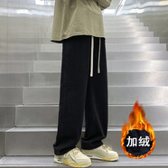 貓霓牛仔褲男士春夏季潮款美式直筒大碼寬松闊腿褲夏天復(fù)古休閑長褲子 R1021黑色（加絨款） 2XL