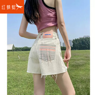 紅蜻蜓時(shí)尚軟牛仔短褲女夏季年新款薄款高腰a字毛邊破洞短裙子 白色短褲 M 【100~112斤】