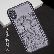 蘋(píng)果6/6s/7/8plus手機殼iPhone x/max/xr全包防摔實(shí)木雕定制關(guān)公 象頭神財天 iphone xs max