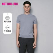 諾丁山（NOTTING HILL）新款男士圓領(lǐng)短袖T恤純色百搭半袖商務(wù)休閑上衣NF641022 黑灰色 2XL 85A 2XL-85A