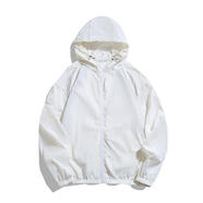 嵩允7號倉庫衣服UPF50+涼感以太藍(lán)服男女情侶夏季透氣連帽防 奶白色 XXL