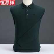 恒源祥爸爸裝翻領(lǐng)長(cháng)袖t恤男 春秋薄款中老年商務(wù)休閑羊毛針織體恤衫 墨綠 180碼【適合150-160斤】