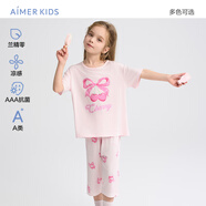 愛(ài)慕兒童家居服女童孩蘭精莫代爾短袖上衣七分褲睡衣套裝櫻桃170