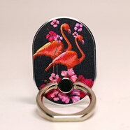 億城 手機支架閃粉愛(ài)心多功能多用支架指環(huán)扣支架床頭桌面支架手機平板便攜通用支架懶人支架金屬支架 黑底火烈鳥(niǎo)