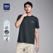 海瀾之家（HLA）短袖t恤男裝25夏季新款簡約透氣舒適微彈圓領(lǐng)情侶上衣服男士T恤衫 HNTBJ2W150A深藍(lán)F2 L /175建議69-75kg
