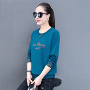 啄木鳥(niǎo)早秋好棉女士衛衣女春秋薄款2025年秋季新款寬松秋衣秋天上衣40歲 孔雀藍色【衛衣】 M 適合80-95斤