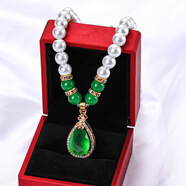 珍珠項鏈女送媽媽韓版簡(jiǎn)約中老年母節鎖骨項鏈氣質(zhì)百搭保色 鑲鉆項鏈【綠色】