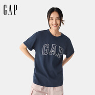Gap男女裝2025春季新款純棉字母印花logo短袖T恤上衣美版797924 藏藍(lán)色 2XL 美碼 3XL亞洲碼185/124A