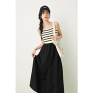 詩(shī)凡黎（'SEIFINI）黑色條紋拼接針織背心裙2024春新款裙子中長(cháng)氣質(zhì)背帶連衣裙 黑色拼接款 L 165/88A