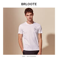 Brloote/巴魯特短袖T恤男時尚休閑棉吸濕透氣線繡色百搭體恤【奧 白色 170/92A