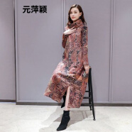 簡(jiǎn)方位連衣裙子女長(zhǎng)袖秋冬季 加絨加厚民族風(fēng)2021秋冬新款毛呢連衣裙寬 紅色 均碼 2xl