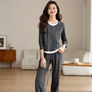熙世界通勤戶(hù)外運動(dòng)上衣休閑闊腿褲兩件套裝女2025秋季搭配一整套 深花灰2 L