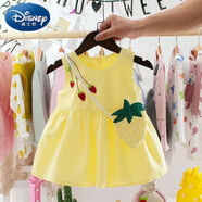 迪士尼（Disney）包包0-3歲棉夏季無袖女童連衣裙嬰幼兒夏裝裙子1洋氣韓版公主裙 三顆草莓黃色 80