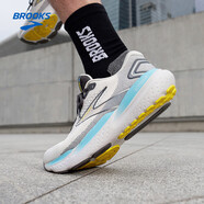 布魯克斯（BROOKS）男子專業(yè)緩震跑步鞋Glycerin甘油21 椰奶色/鐵灰/黃色44.5