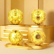 碧秀堂沙金祥云花紋隔珠金錢轉運珠六字真言散珠佛珠項鏈手鏈DIY配件 佛光q普照藏文珠 8mm實心約5g