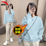 安踏（ANTA）衛衣女小個(gè)子2025秋季新款女裝洋氣圓領(lǐng)長(cháng)袖上衣外套顯瘦 -5薄藍色（加絨款） 2XL