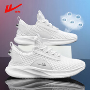 回力夏季男鞋網(wǎng)面透氣輕便潮流百搭網(wǎng)鞋大碼鏤空休閑運動(dòng)潮鞋 單層 白色 35