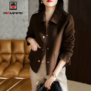 AEMAPE短外套女2025春秋冬季新款呢子外套女韓版氣質(zhì)時(shí)尚寬松上衣 咖色 2XL _138-152斤