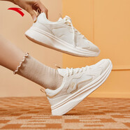 安踏（ANTA）女鞋冬季透氣軟底休閑老爹鞋2025新款輕便減震跑步網(wǎng)面運動(dòng)鞋子女 象牙白/泥沙灰/太空塵土灰-1 36.5