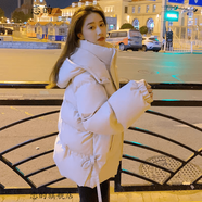戀的（LIANDE）冬季棉服外套秋冬款女學(xué)生高中初中女生棉衣冬天衣服羽棉襖絨服女 韓版加厚米白色 均碼（可備注碼數(shù)）
