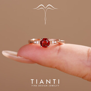 天緹天然紅石榴石寶石戒指S925純銀鍍18K金簡(jiǎn)約復古活口環(huán)送女友禮物 星辰5MM石榴石簡(jiǎn)約風(fēng)日常通勤款
