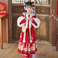 安妮優(yōu)兒（Anneyol）漢服女童冬季2025新款冬裝連衣裙兒童新年裝公主裙秋冬裙子拜年服 紅色 160