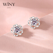 唯一（Winy）925銀耳釘女簡約耳飾耳環(huán)耳墜時(shí)尚飾品生日禮物送女朋友老婆 心花耳釘