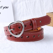 愛(ài)心全孔皮帶女士潮流個(gè)性韓版百搭時(shí)尚裙子學(xué)生裝飾褲腰帶女原宿 紅色love