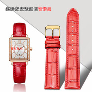 迪沃斯DAVOSA手表帶鱷魚(yú)紋牛皮真皮男女表鏈針扣款表帶機械表20mm 紅色 金扣 16mm接口寬度