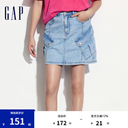 Gap女裝夏季多口袋工裝風(fēng)水洗牛仔短裙辣妹半身裙465736 淺藍(lán)色 155/58A(24) 亞洲尺碼