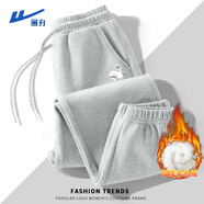 回力羊羔絨收腳加絨褲女2025年冬季女裝新款寬松時(shí)尚休閑長(cháng)褲運動(dòng)褲子 羊羔絨：灰-毛乎小狗 M （建議95-110斤）