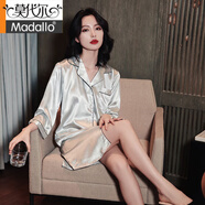 莫代爾高品質(zhì)冰絲睡裙女春夏季新款高級感睡衣襯衫中長裙ins風家居服 襯衫睡裙氣質(zhì)灰 7分袖 L 建議100-118斤