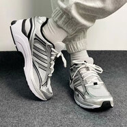 阿迪達(dá)斯 （adidas）男鞋春季新款透氣氣墊休閑輕便減震耐磨防滑百搭運(yùn)動(dòng)老爹跑步鞋子 IH0274 黑白 41