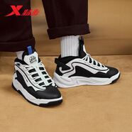 特步（XTEP）黑爺5.0棉鞋2023冬季新款高幫板鞋加絨保暖男鞋977419370023 黑/帆白 42
