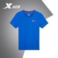 特步短袖T恤男2025冬季新款透氣冰絲體恤休閑服運動(dòng)半袖圓領(lǐng)潮流上衣 蘭-9027 M （170/92）