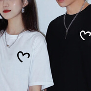笙韻情侶裝夏季小眾衣服2024新款短袖T恤團體班服定制520情人節(jié)禮物 黑色男款+白色女款 常規(guī) 2XL 男+女L
