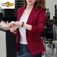 初徑小個(gè)子短款小西裝女韓版春秋季加棉加厚修身休閑西服外套上衣女 紅色 S(尺碼偏小建議拍大一號)