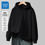 真維斯（Jeanswest）重磅連帽衛衣男女款春秋季學(xué)生加大內搭上衣寬松百搭休閑情侶外套 【重磅】黑色(純色) 3XL (體重180-205斤)