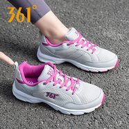361°女鞋運動(dòng)鞋女春夏款361度女士網(wǎng)面透氣學(xué)生休閑百搭旅游跑步鞋子R 灰/紫2210 37
