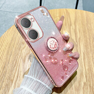 羅璐鷗vivo Y37手機殼軟硅膠殼VVIO Y37 5G外殼指環(huán)支架保護套V2357A防摔電鍍軟殼花朵水鉆漸變閃粉女款 【漸變玫瑰金】+指環(huán)支架+全屏保護膜 vivo Y37