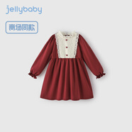 JELLYBABY中大童公主裙【法式荷葉領(lǐng)邊】25春季新品裙子女童衛衣裙連衣裙 大紅 110 CM