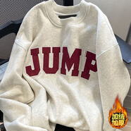 7家優(yōu)品美式衛衣男秋季新款ins街頭風(fēng)潮流印花字母圓領(lǐng)百搭寬松復古上衣 MCWP-G13白灰加絨 L