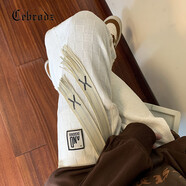 Cebrodz法國(guó) 棋盤格休閑褲男夏季薄款新款褲子衛(wèi).褲直筒闊腿運(yùn)動(dòng)男士長(zhǎng)褲 白色 XL