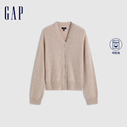 GAP女裝純羊毛V領(lǐng)針織衫經(jīng)典簡約氣質(zhì)百搭開衫638266 米色 L (170/88A) 亞洲尺碼