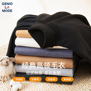 GENIOLAMODE毛衣男冬季高領(lǐng)休閑時(shí)尚百搭打底翻領(lǐng)針織衫毛線上衣服 黑色 L